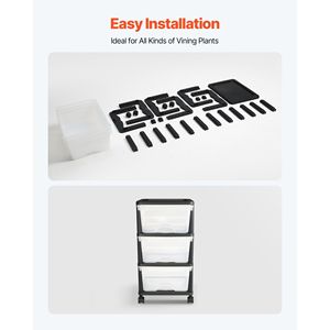 Carrello Portaoggetti in Plastica a 3 Cassetti con Ruote e Divisori per Armadio e Cassettiera - Product Image 6