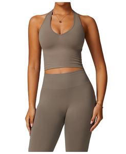 Soutien-gorge de sport écologique Fournisseur OEM Soutien-gorge de sport sans couture Fabricant soutien-gorge de fitness pour femmes à col licou - Product Image 4