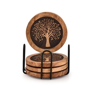 Posavasos y salvamanteles de madera de acacia, OEM, personalizados, venta al por mayor |   Aqdus Saleem India - Product Image 2