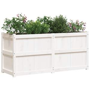 Jardinière en bois de pin massif durable, blanche, 59,1x19,7x27,6 pouces - Pots et jardinières à fleurs - Product Image 4