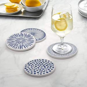 Absorbent <b>Ceramic</b> Drink <b>Coasters</b> with Cork Base Round Stone Table Protection Mats for Coffee Mugs Cups - Product Image 2