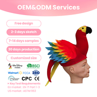 Sombrero de Fiesta con Forma de Loro, Diseño de Plumas Coloridas para Carnaval, Cosplay, Deportes, Pesca, Servicio OEM ODM, Diseño Gratuito, Suministro al por Mayor