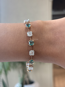 Luxury <b>Cushion</b> Lab Grown Diamond Tennis Bracelet 6.20 Ct Emerald Alternating Halo Link 14K Gold IGI Certified Fine Jewelry Gift - Product Image 1