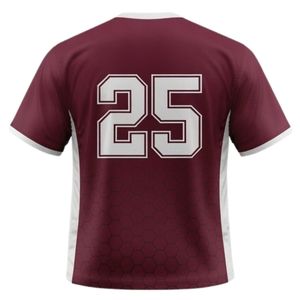 Maillot de lacrosse unisexe bordeaux et blanc en polyester, coupe athlétique, uniforme sportif, tenue de match d'équipe, vêtements de performance - Product Image 2
