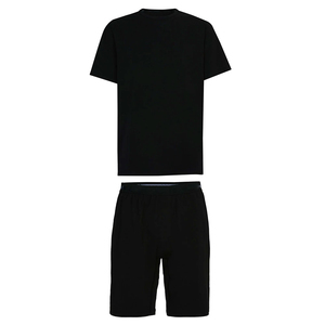 Summer Men's Solid Terry 100% Cotton Short Sleeve T-shirt and Shorts 2-Piece Casual Breathable <b>Set</b> - Product Image 2