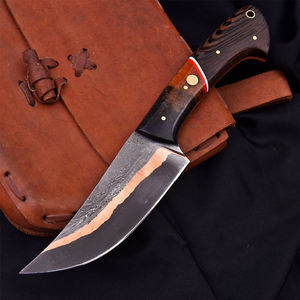 Couteau de cuisine Santoku haut de gamme en cuivre damas fait main avec manche en bois lisse pour trancher, couper en dés et hacher - Product Image 3