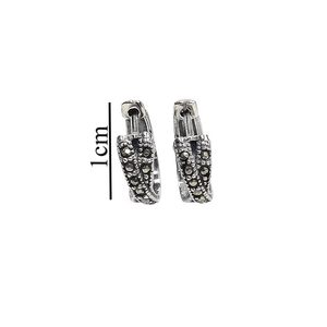 Pendientes de aro de Plata de Ley 925 para mujer, detalles de piedra de inspiración marcasita Vintage, joyería elegante para uso diario - Product Image 5