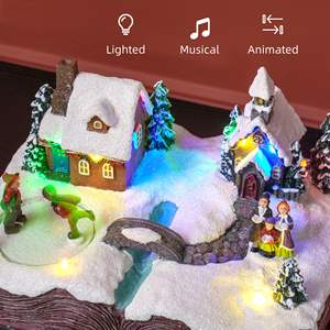 Villaggio Natalizio a Batteria con Luci a LED, Musica e Pattinatori Rotanti, Decorazioni Festive Babbo Natale - Product Image 5