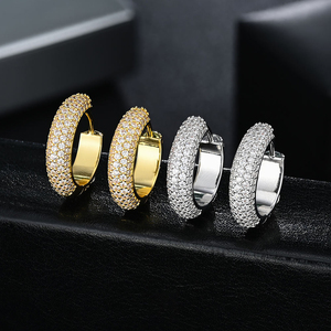 <b>Mens</b> Moissanite Hoop <b>Earrings</b> 925 Silver Iced Out Diamond <b>Huggie</b> <b>Earrings</b> Round Luxury Stud Hoops Gift for <b>Men</b> Women Daily - Product Image 4