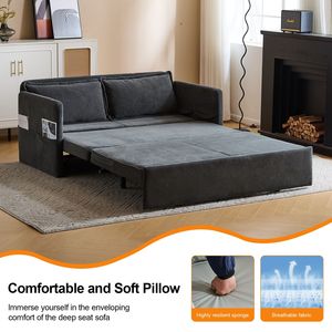 Canapé-lit convertible 3-en-1 pour adulte avec table pliante pratique et port USB Type-C, fauteuil-lit escamotable - Product Image 2