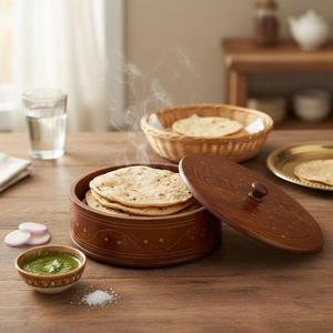 Boîte à roti en bois sculptée à la main, classique, pour la cuisine, les chapatis et les casseroles, écologique, passe au lave-vaisselle, plat de service - Product Image 2