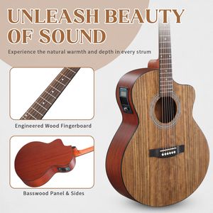 Chitarra Acustica KMA201 41 Pollici con Top in Noce, Finitura Opaca, Legno Massello, Amplificatore 15W, Borsa, Accordatore, Corde e Altri Accessori Inclusi - Product Image 2