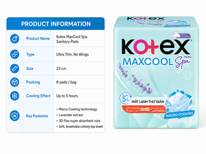 Kotex Max <b>Cool</b> Sanitary <b>Pads</b> Ultra Thin Wingless 23cm | Premium Feminine Hygiene Products - Product Image 4