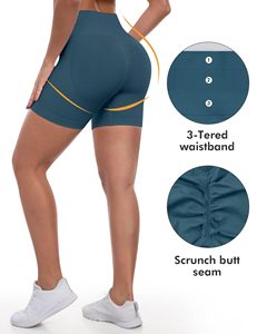 Women Biker Shorts Workout Gym Shorts High Waisted Tummy Control Butt Lifting Running Sports Yoga <b>Booty</b> Scrunch Butt Shorts - Product Image 5