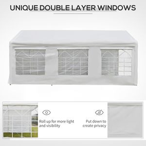 Gazebo 3x6 Metri in Poliestere con 4 Pareti Laterali Rimovibili e 6 Finestre per Eventi all'Aperto, Picnic e Cerimonie - Product Image 4