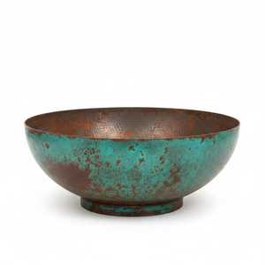Hammered Copper <b>Fire</b> Bowl – Turquoise & Rust Patina | Handcrafted <b>Outdoor</b> <b>Fire</b> Pit | Moroccan Artisan - Product Image 6