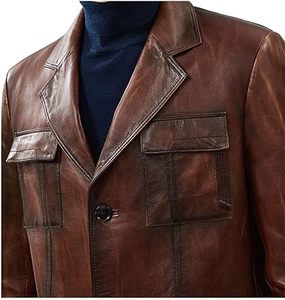 Abrigo de cuero para mujer, Chaquetas de aviador de gamuza para mujer, Chaqueta de seda para hombre, Abrigo holgado con bolsillos decorados - Product Image 2