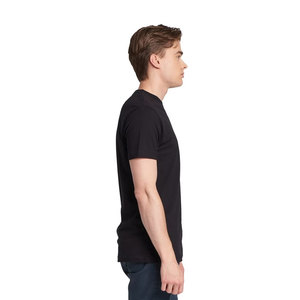 Camiseta de algodón negra para hombre, corte regular, cuello redondo, manga corta, informal, de punto, color liso, diseño sencillo, envío DDP. - Product Image 2