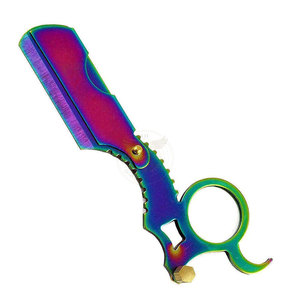 Rasoir professionnel pour hommes multicolores à lame droite avec manche en bois, lame simple pour le rasage - Product Image 1