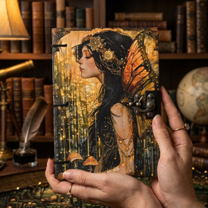 Enchanted Fairy <b>Lock</b> Diary Notebook A5 Cardboard | Handmade Eco-Friendly 100 Sheets Fantasy Writing Vintage Clasp Art Design - Product Image 4