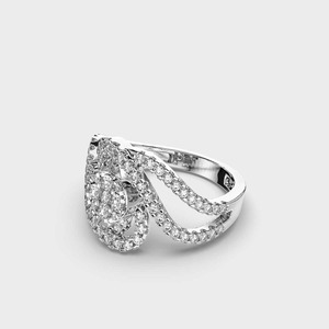 Luxury Women's White <b>Gold</b> Diamond <b>Cocktail</b> <b>Ring</b> Round Brilliant Cut Pave Setting Geometric Design Engagement Fine Jewelry - Product Image 4