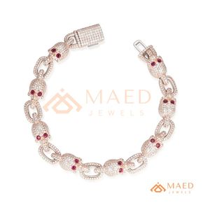 Luxury Skull Link <b>Bracelet</b> for Women Men Rose Gold Tone Iced Out Fashion Chain <b>Bracelet</b> Statement Jewelry Gift - Product Image 6
