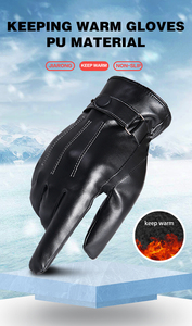 Gants d'hiver en cuir pour vélo, longueur poignet, doublure thermique en microfibre, style sportif et décontracté pour le cyclisme, les voyages, les activités de plein air et l'usage quotidien - Product Image 5