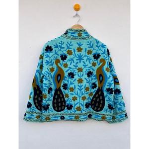 Handcrafted Cotton Embroidered Reversible Eco-Friendly Peacock Boho Chic Suzani Winter Coat for <b>Women</b> - Product Image 2