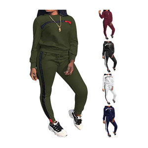 Conjunto Deportivo de Mujer con Capucha y Bloques de Color, Pantalones Deportivos Ajustados de Longitud Completa con Franja Lateral, Material Tejido Transpirable - Product Image 5
