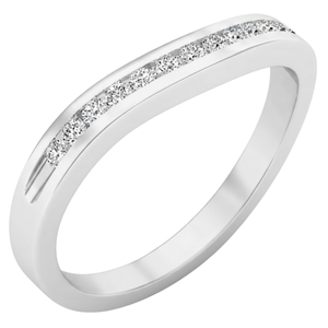 แหวนทองคำขาวประดับมอสซาไนต์ทรงกลมเจียระไนแบบบริลเลียนท์ ตัวเรือนแบบ Eternity Band ฝังเพชรแบบ Channel Setting แหวนแต่งงานคลาสสิก - Product Image 3