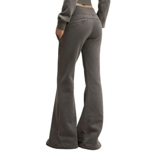 Pantalon de survêtement ample pour femme, coupe slim évasée, en molleton 400 g/m² délavé à l'acide, style vintage, streetwear décontracté - Product Image 6