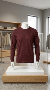 Camiseta de Manga Larga para Hombre, 100% Algodón, Tacto Suave, Cuello Redondo Clásico, Informal, Secado Rápido, Transpirable - Product Image 4