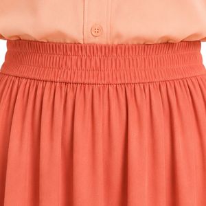 <b>Peach</b> Women Embroidered Blouse Maxi Skirt Set Long Sleeve Button Up Shirt High Waist Modest Two Piece Casual Fashion Outfit OEM - Product Image 5