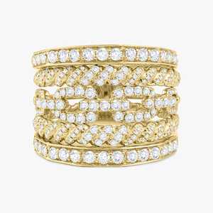 Anillo de Cuerda con Diamantes Cultivados en Laboratorio de 1.60ctw, en Oro Sólido de 14K/18K, con Múltiples Hileras y Banda Trenzada, Precio de Fábrica al por Mayor B2B - Product Image 1