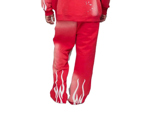 2026 Tracksuit For Men 100% Cotton Fleece Distressed Embroidery Track Suits ACID Wash Flare <b>Sweat</b> <b>Pants</b> For Winter - Product Image 2