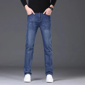 Pantalon droit décontracté de qualité supérieure, design personnalisé, jean en denim 100% coton lavé pour homme - Product Image 2