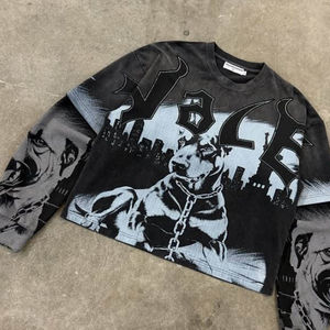 T-shirt et short d'été pour homme, coupe ample, épaules tombantes, gris délavé, style vintage, 100 % coton, impression personnalisée - Product Image 4