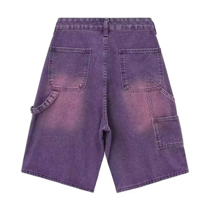 <b>Men's</b> High Waist Cargo Denim <b>Shorts</b> Stonewashed Loose Fit Solid Color Cotton Woven Summer Casual With Pockets - Product Image 2