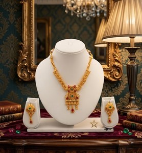 Conjunto de Joyería Étnica de Perlas con Baño de Oro y Acabado Antiguo, Collar y Aretes para Bodas, Compromisos y Fiestas, para Mujer - Product Image 2