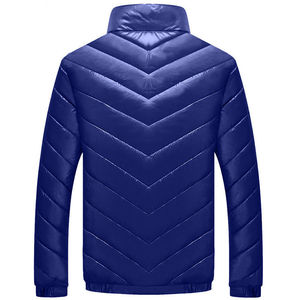 <b>Men's</b> Blue <b>Long</b> Stand Collar <b>Puffer</b> Jacket Windproof Waterproof Casual Winter <b>Coat</b> Zipper Closure Slim Fit Finished Polyester - Product Image 2