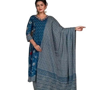 Wholesale Factory Supply Pure Cotton Kurti Pent Dupatta 3 Pieces Bandhani Kurtis From Gujarat Top-rated Kurti - Product Image 1