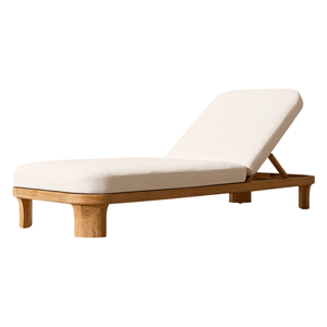Chaise longue de jardin minimaliste en teck avec dossier réglable et coussin résistant aux intempéries, mobilier moderne pour hôtel et villa - Product Image 1