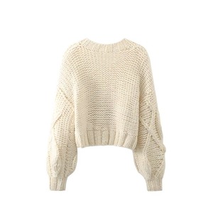 Cardigan en tricot épais pour femme Power Abaan Sports, anti-rides, avec blocs de couleur, fermeture éclair sur le devant, col en V, manches longues - Product Image 2