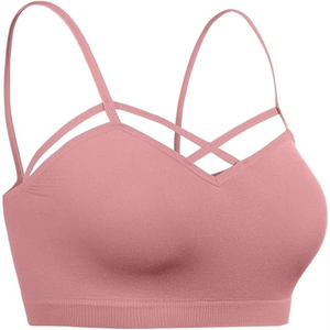 Sujetador deportivo de yoga para mujer con espalda cruzada, acolchado, para gimnasio, fitness, entrenamiento, top de ropa deportiva, venta al por mayor, sujetador atlético con tiras, marca privada - Product Image 4