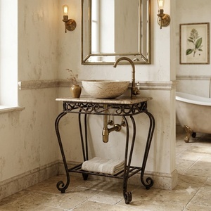 Table console de jardin extérieure en fer forgé traditionnel vintage avec finition forgée à la main - Product Image 3
