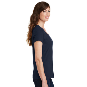 Camiseta de Cuello en V para Mujer, Estampado Informal, Manga Corta, Tejido Jersey, Transpirable, Ecológica, Verano, 100% Algodón, Anti-UV - Product Image 6
