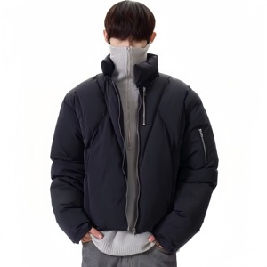 Chaqueta de Plumón Negra Personalizada de Alta Calidad para Hombre, Informal, para Exteriores, Resistente al Viento, Impermeable, Transpirable, con Cierre, Tallas Grandes - Product Image 5