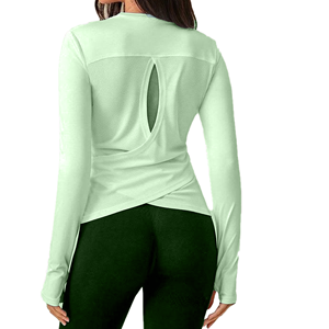 Women's Fitted <b>Long</b> Sleeve Mesh Back Moisture Wicking Crew Neck Athletic Top Solid White All Seasons - Product Image 6