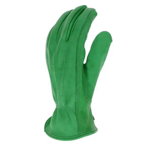 Gants de conduite en cuir de vachette grainé de haute qualité, lisses, anti-vibrations, avec poignets élastiques ajustables, résistants à l'abrasion et confortables - Product Image 5