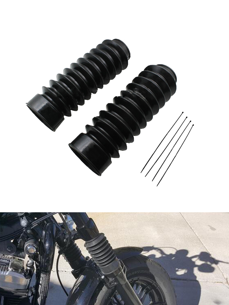 49mm Black Rubber Fork Gaiters For Harley Dyna Wide Glide – Set Of 2